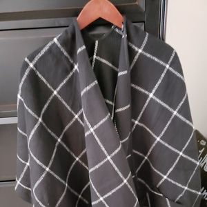 Black plaid poncho